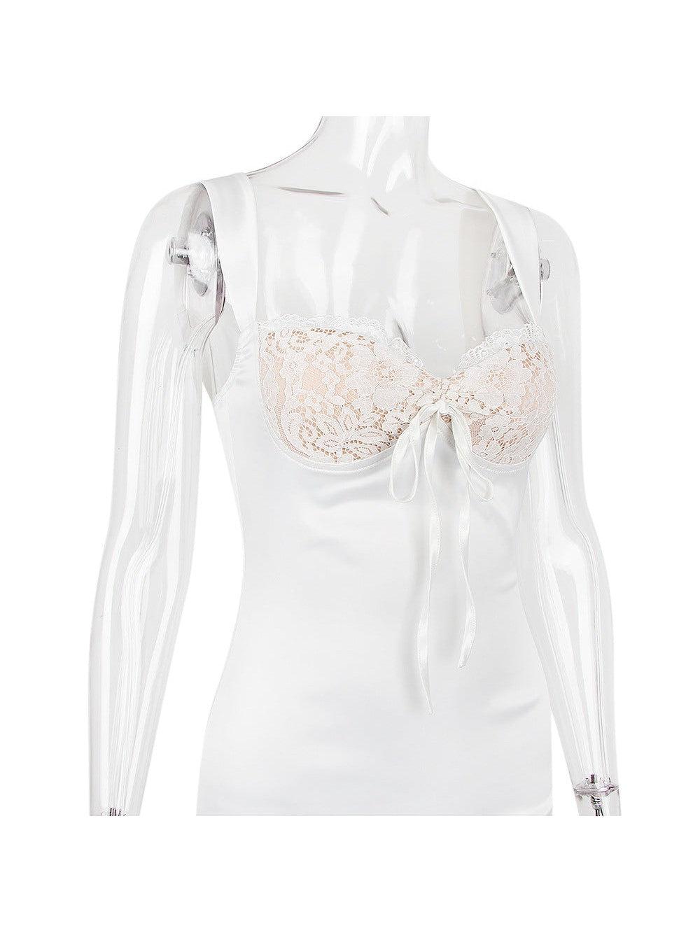 Deep V Plunge Plunge Halterneck Backless White Dress