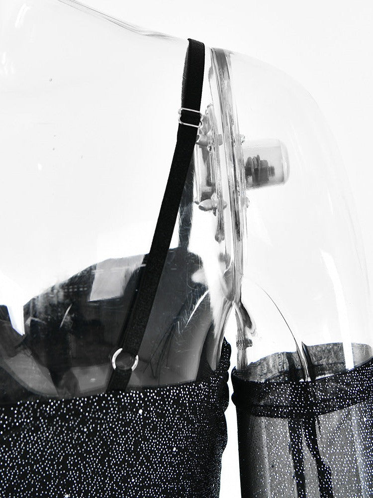 Mesh Silver Strap Tube Top Backless Hip Dress