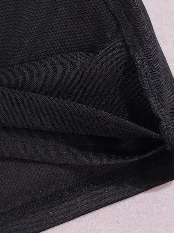 Mesh Hollow Out Cutout Backless See Through High Slit Maxi Dress