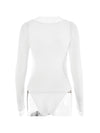 V Neck Long Sleeve Hollow Out Cutout Cropped Bodysuit