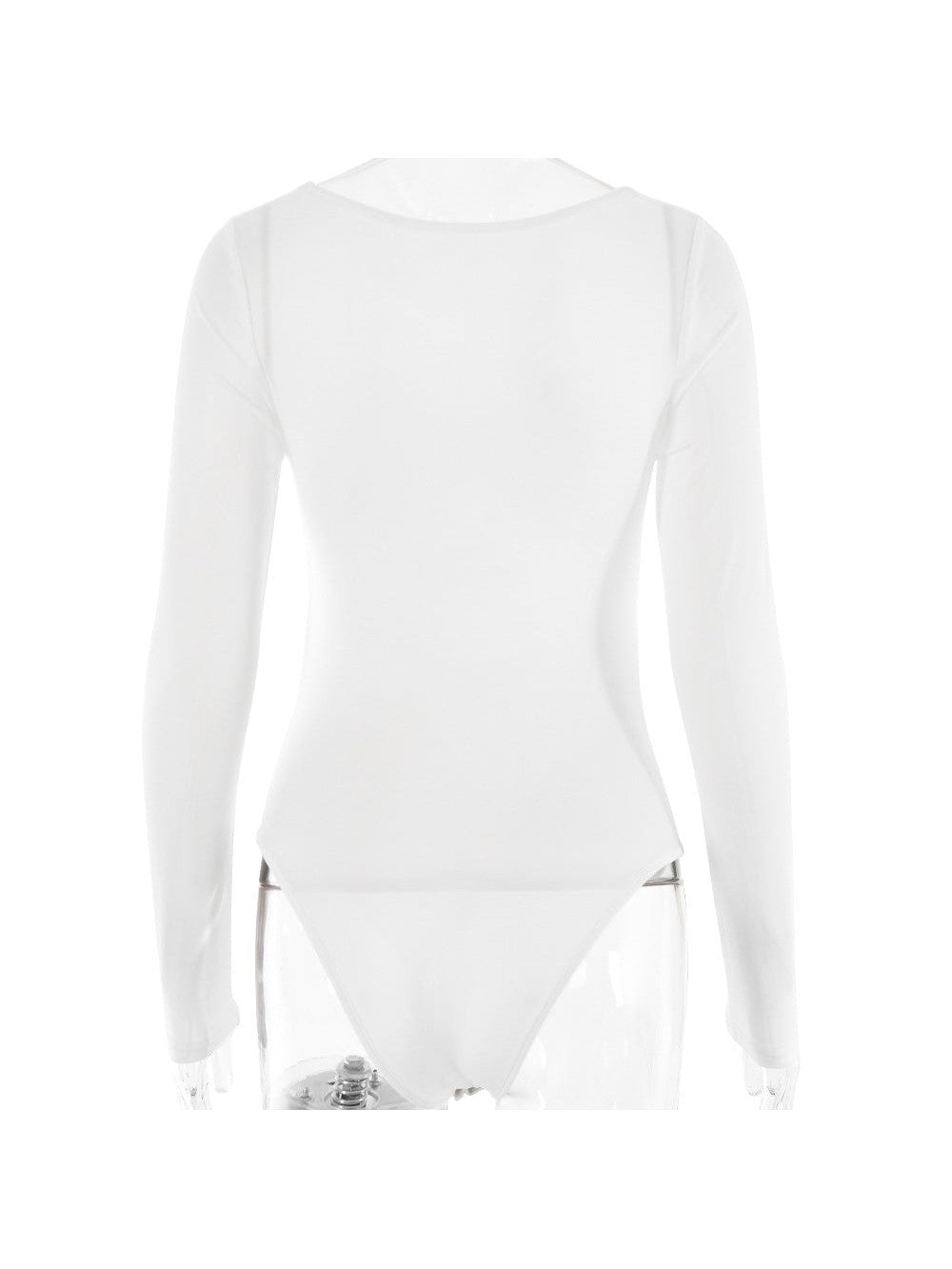 V Neck Long Sleeve Hollow Out Cutout Cropped Bodysuit