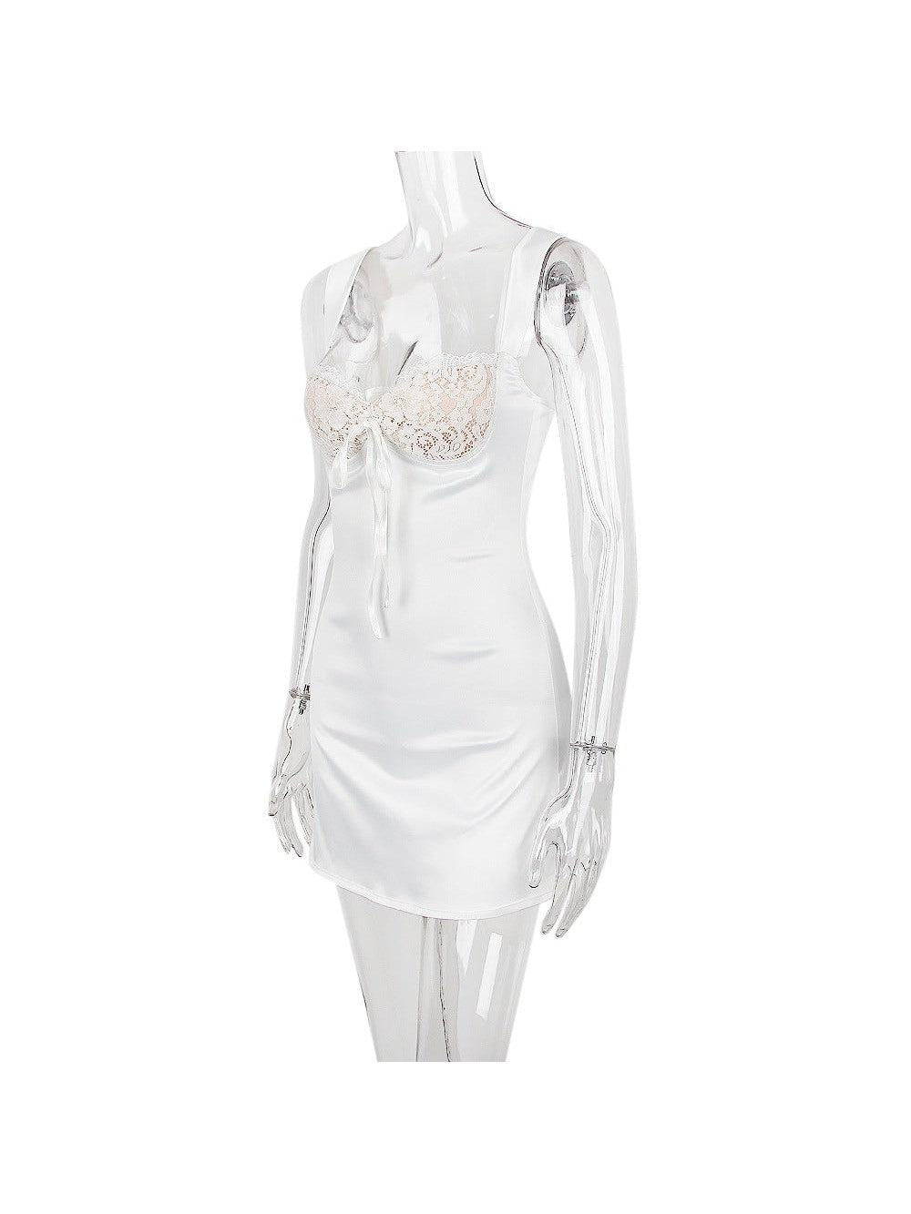 Deep V Plunge Plunge Halterneck Backless White Dress