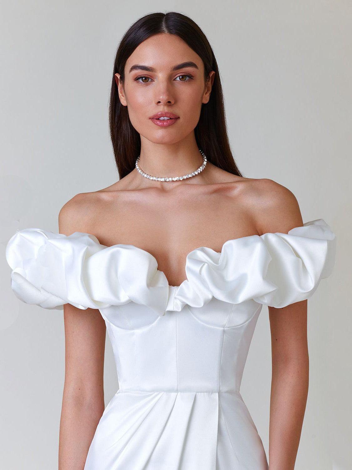 Off Shoulder Tube Top Ruffled Dress