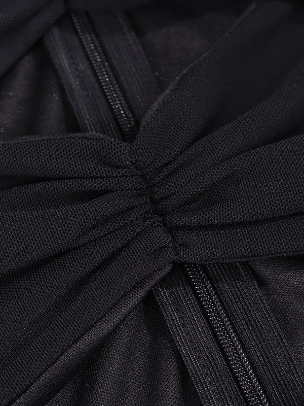 Mesh Hollow Out Cutout Backless See Through High Slit Maxi Dress