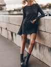 Sequins Atmosphere Shiny Backless Long Sleeves Dress