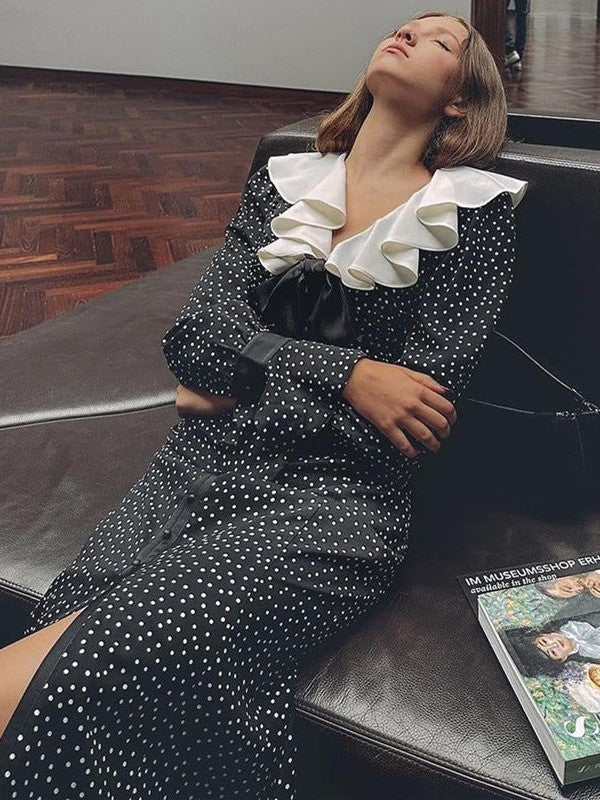 Polka Dot French Floral Hepburn Dress