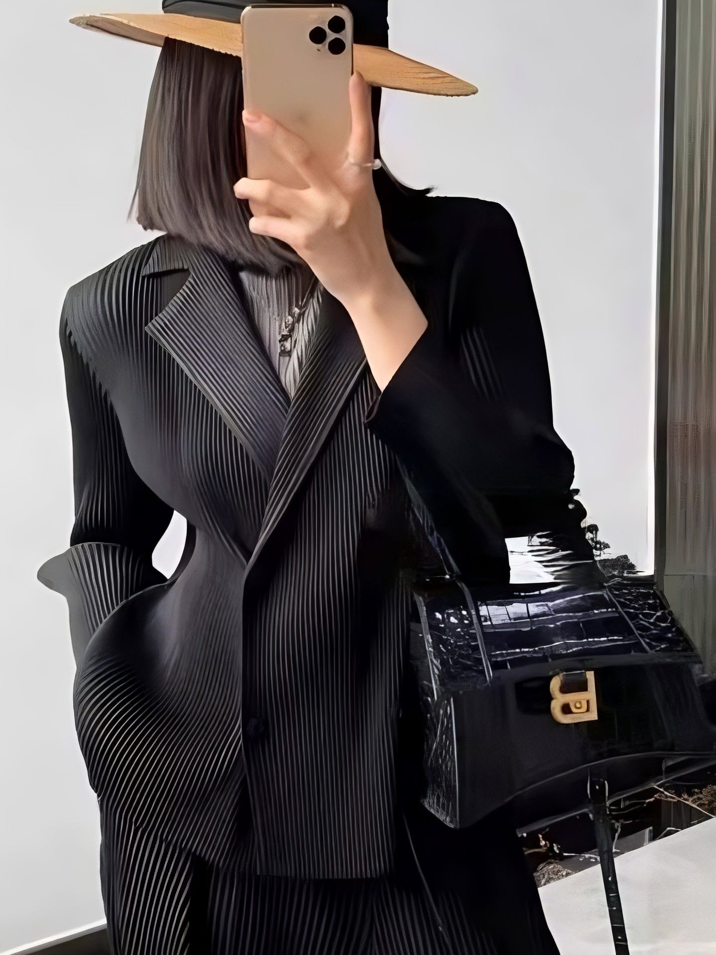 Pleated Blazer & Pants Co-ord Set