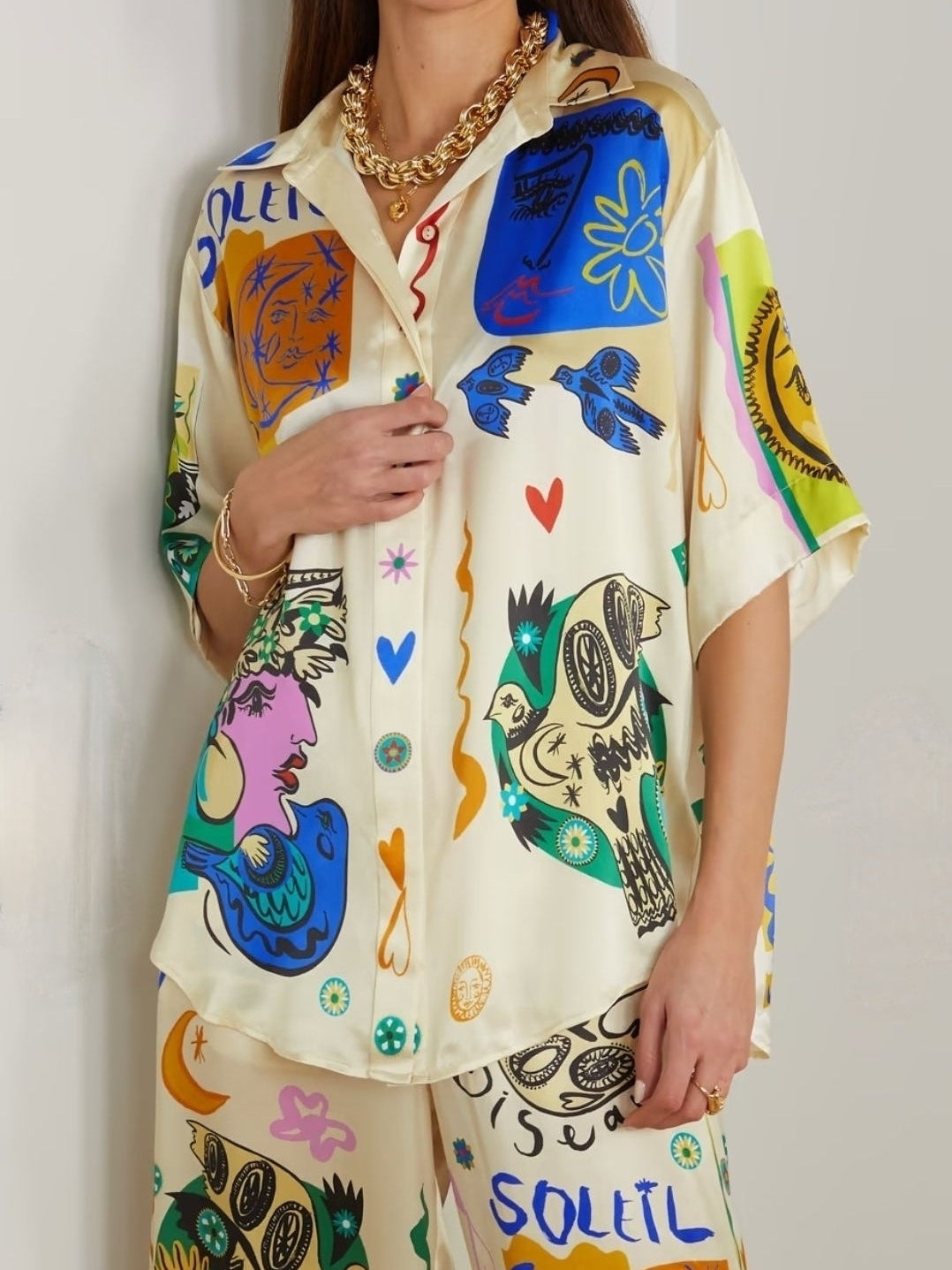 Abstract Print Shirt & Pants Co-ord Set