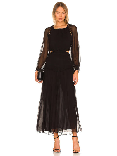 Black Cutout Open Back Long Dress