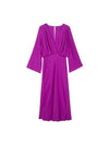 Purple Surplice V Neck Long Sleeve Dress