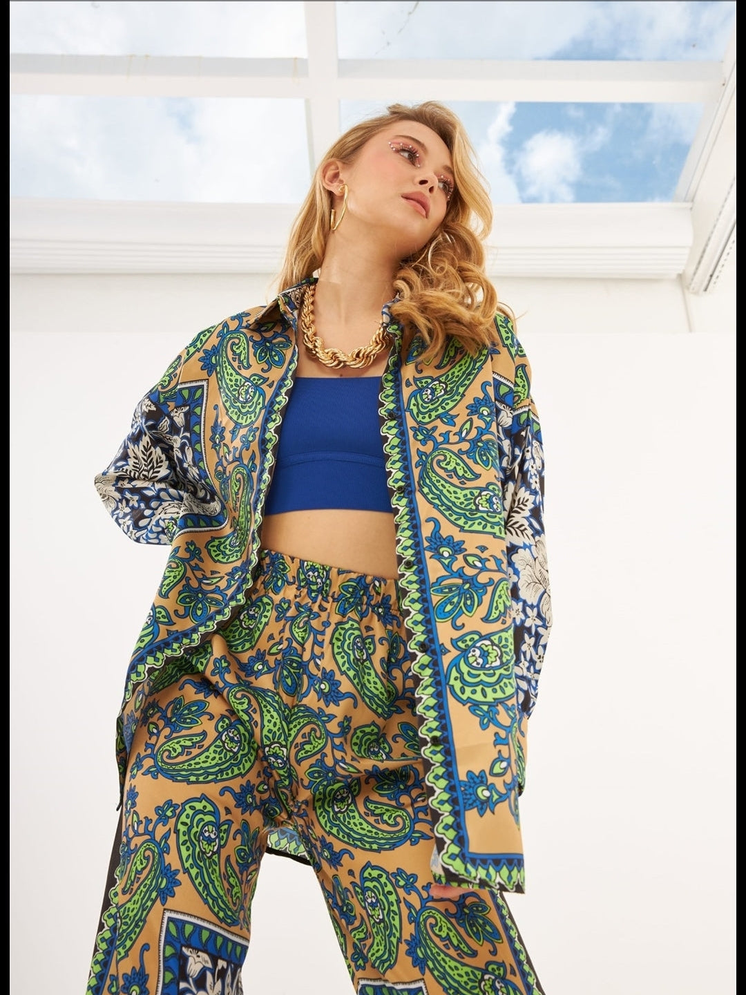 Floral Print Soft Satin Shirt & Pants Co-ord Set