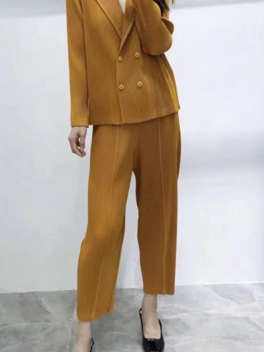 Pleated Blazer & Pants Co-ord Set