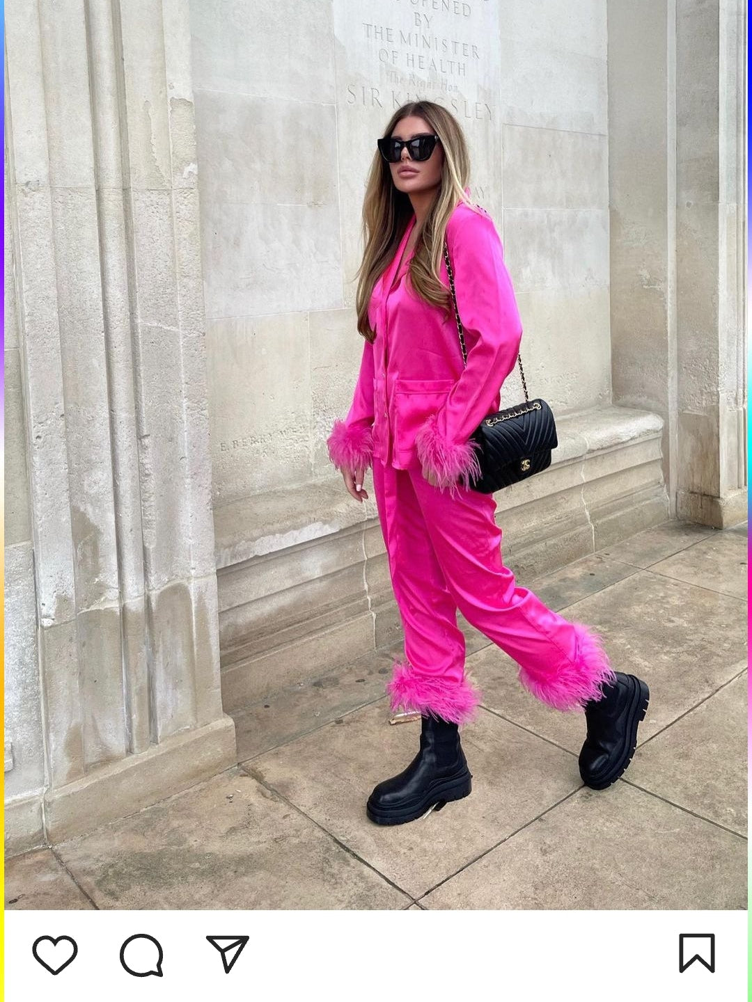 Pink Feather Sleeve Blazer & Feather Pants Coord Set