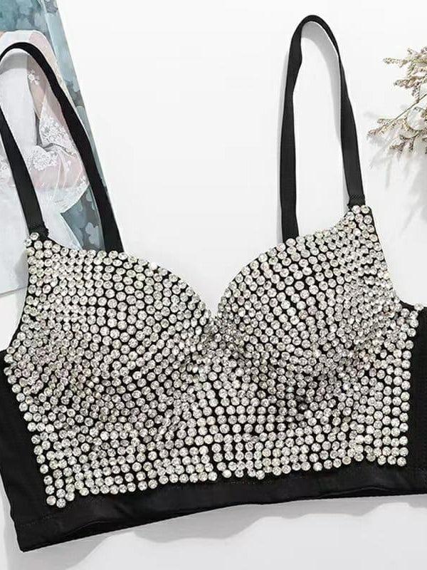 Rhinestone Push Up Bralette Bustier Top