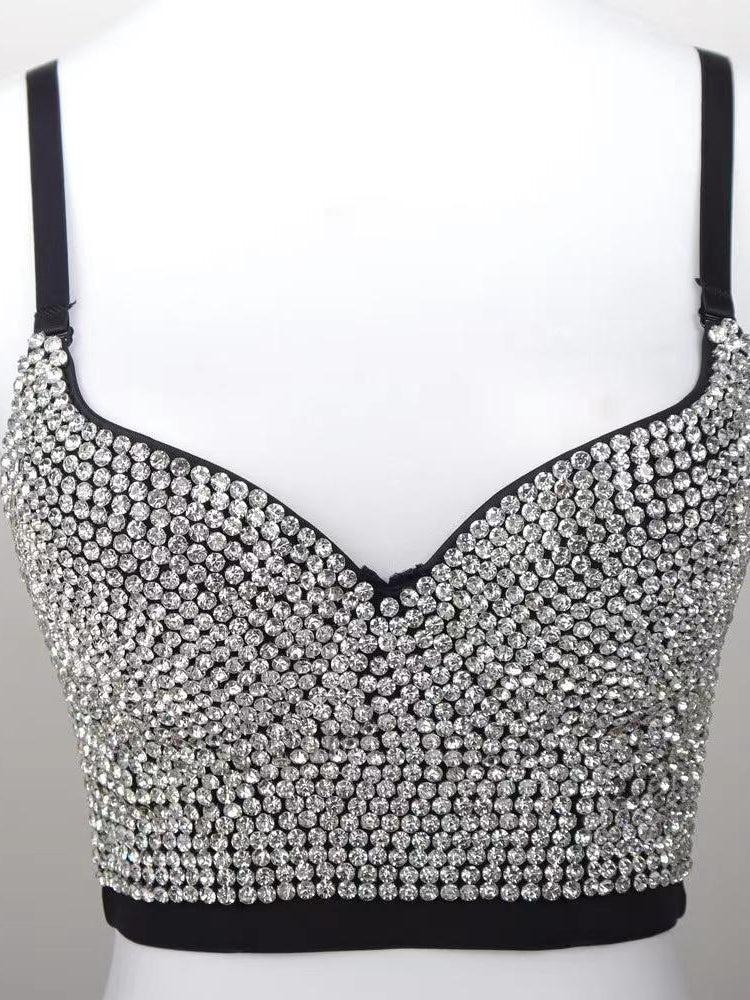 Rhinestone Push Up Bralette Bustier Top