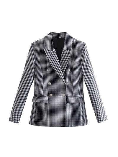 Black Houndstooth Casual Blazer