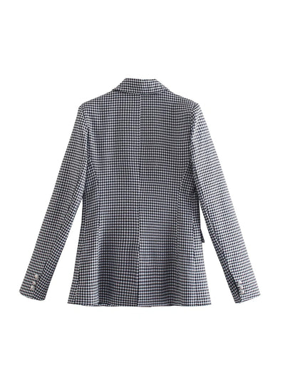 Black Houndstooth Casual Blazer