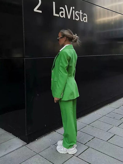 Green Blazer Suit & Pants Co-Ord Set