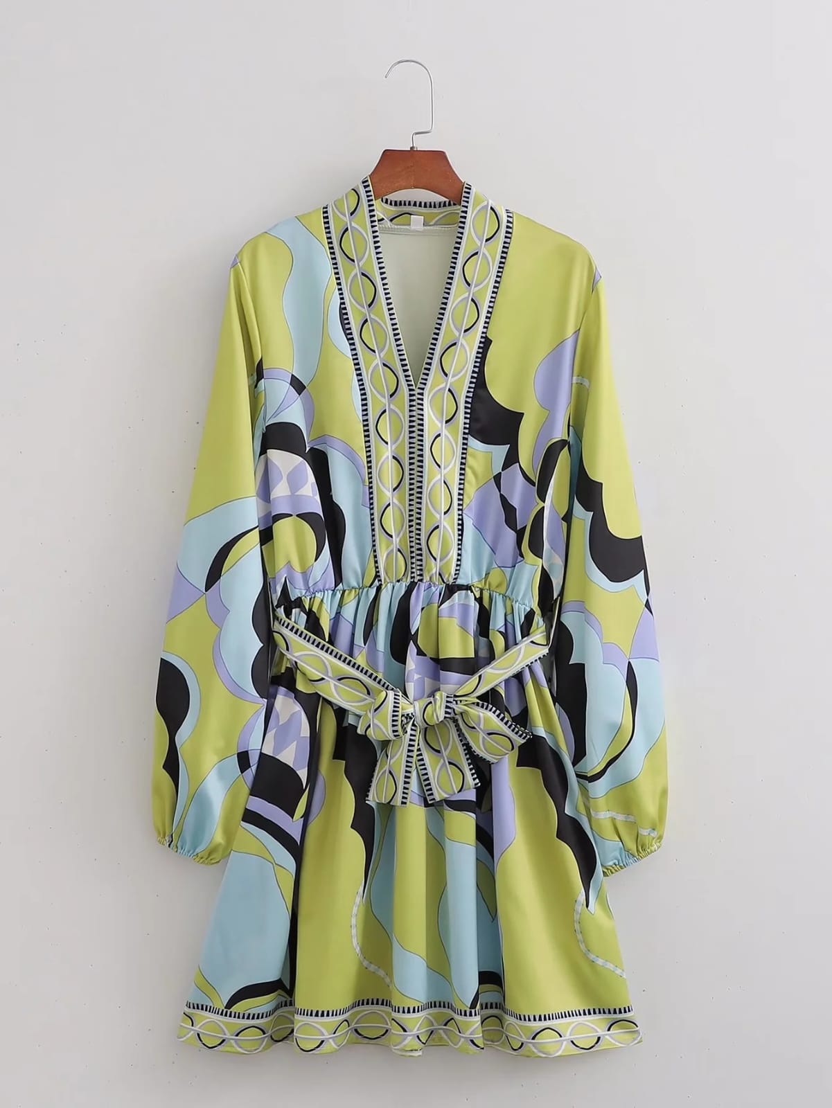 Floral Print Short Dress with Belt