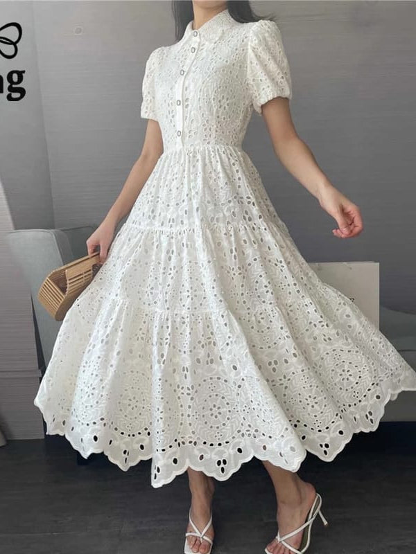 Crochet Cotton Midi Dress