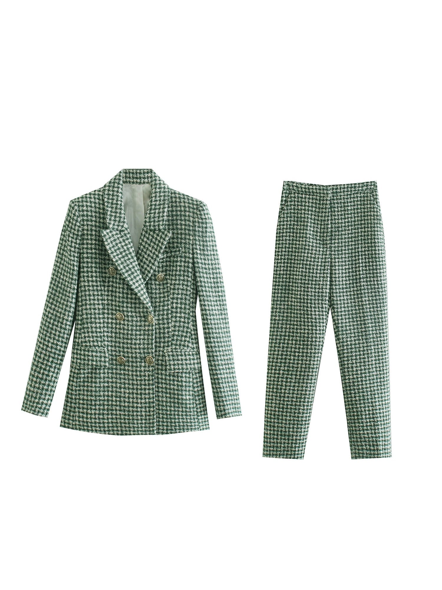 Green Tweed Blazer & Pants Coord Set