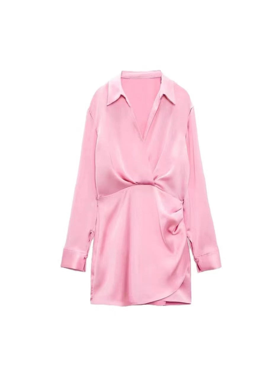 Pink Satin Short Dress