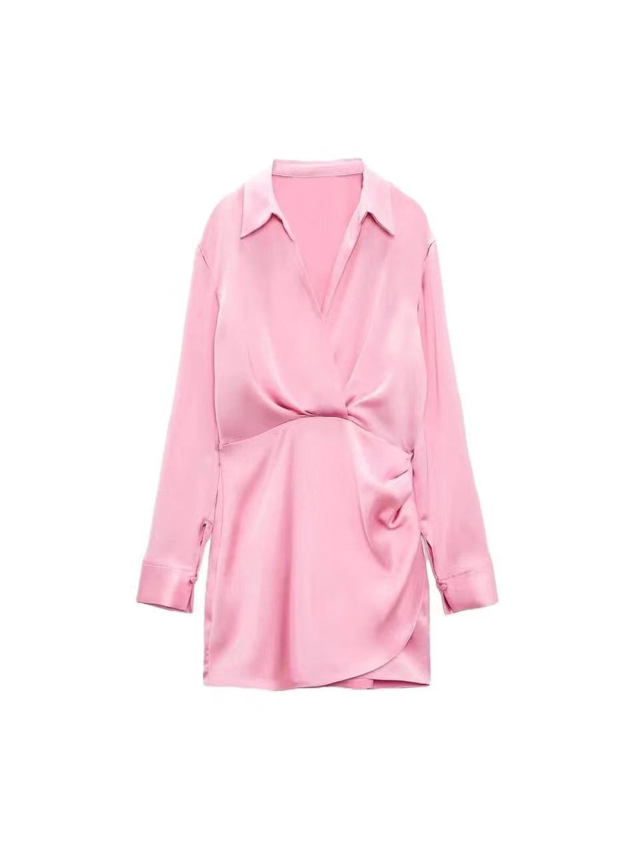 Pink Satin Short Dress