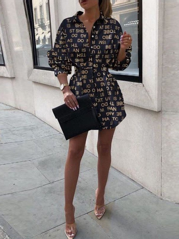 Letter Print Short Dress