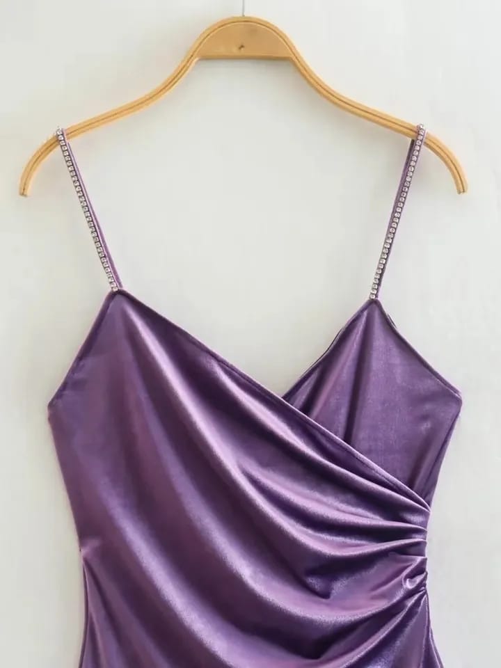 Spaghetti Strap Velvet Long Dress