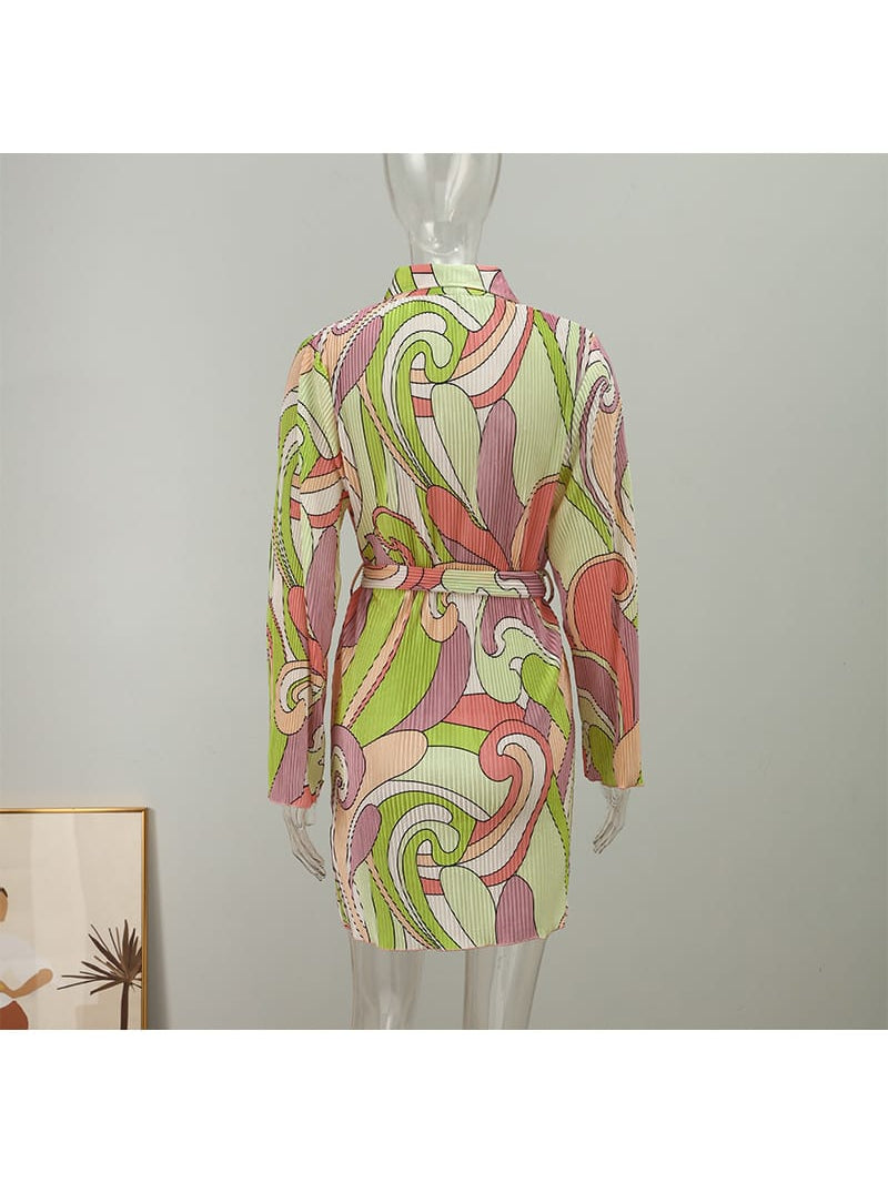 Floral Print Pleated Dress