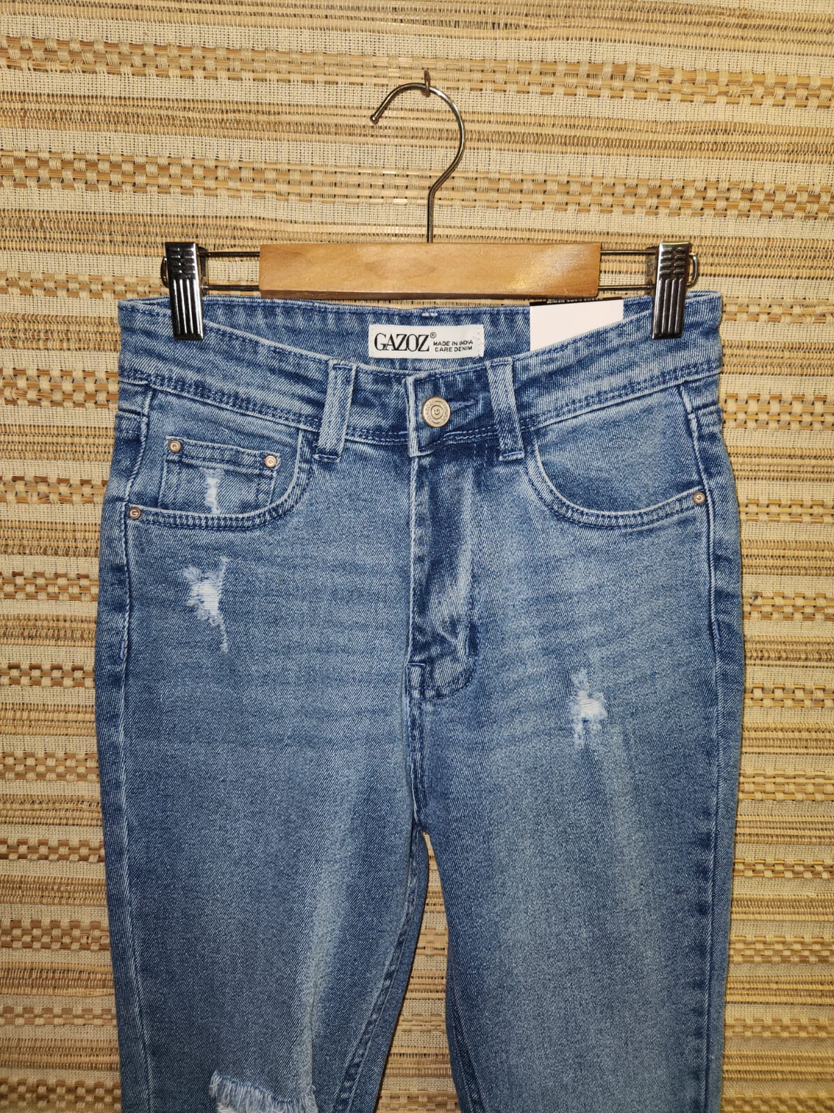 Blue High Waist Narrow Fit Denim Pants