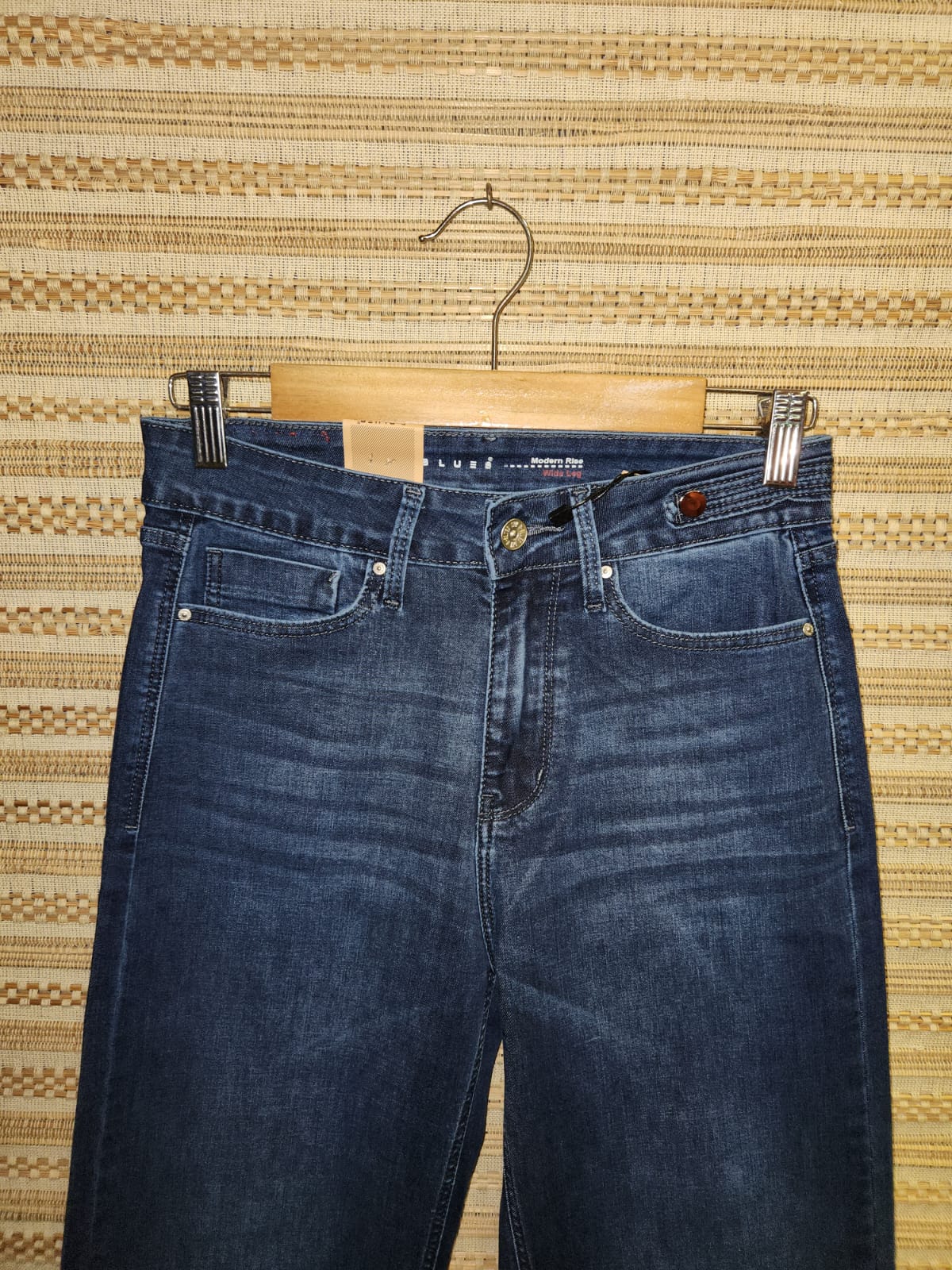 Blue High Waist Wide Leg Denim Pants