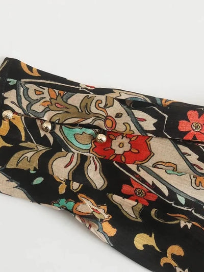 Floral Print Short Dress with Belt