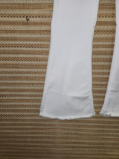 White Boot Cut High Waist Denim Pants