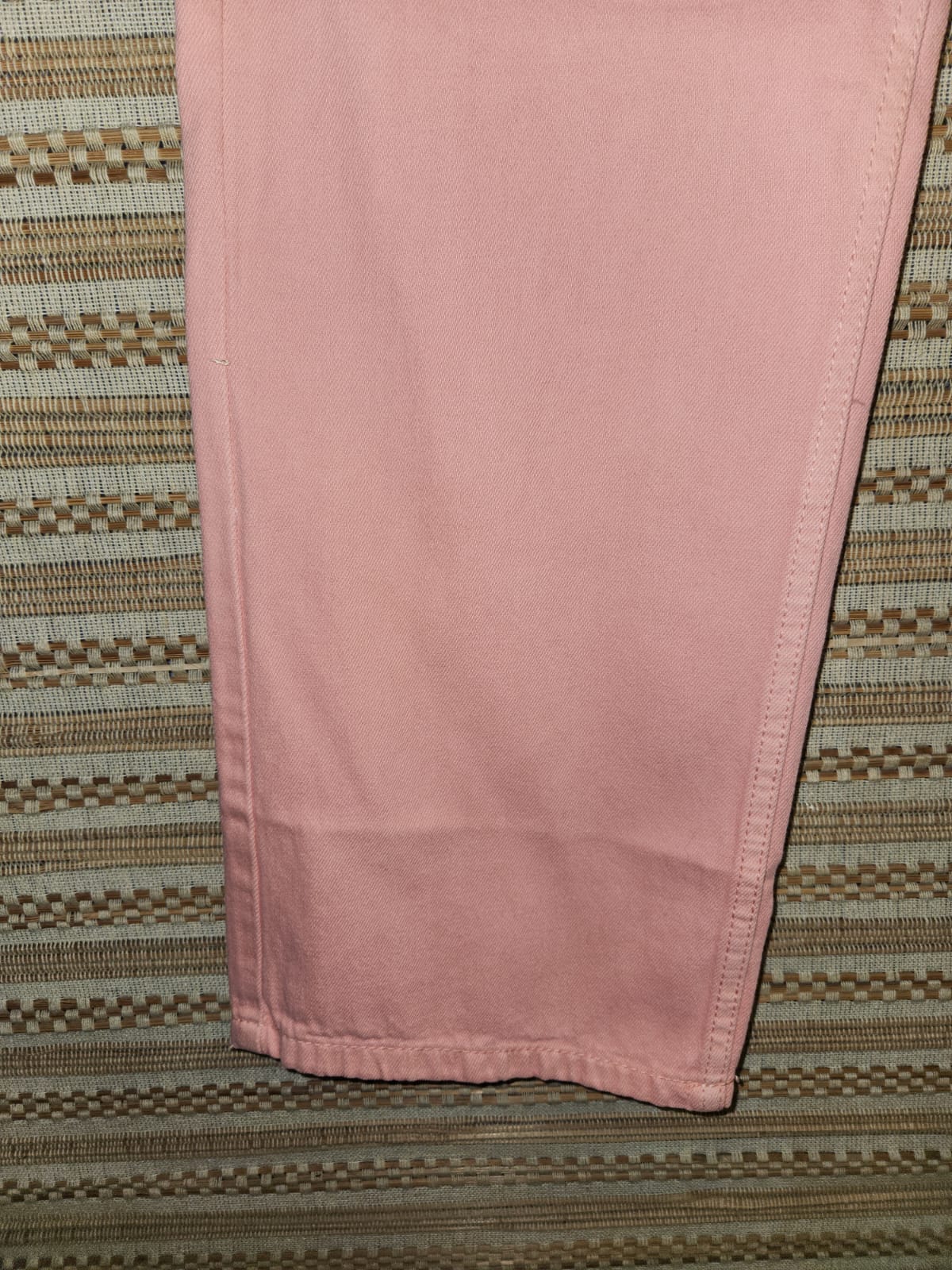Peachish Pink High Waist Wide Leg Denim Pants