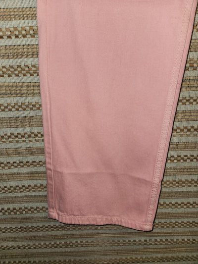 Peachish Pink High Waist Wide Leg Denim Pants