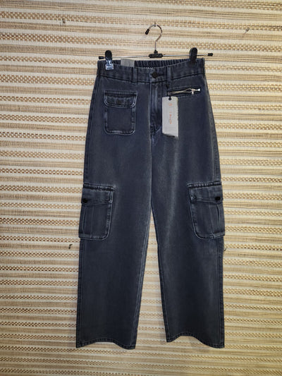 Loose Fit High Waist Wide Leg Denim Pants