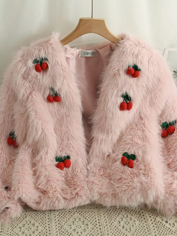 V Neck Cherry Jacket