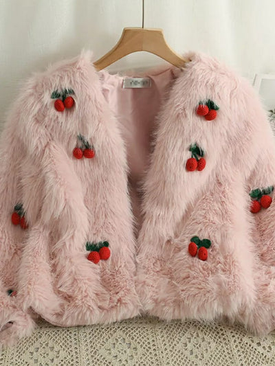 V Neck Cherry Jacket