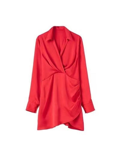 Red Satin Short Dress