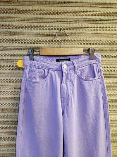 Lilac High Waist Wide Leg Denim Pants