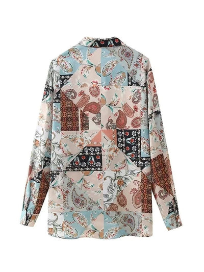 Vintage Print Satin Shirt