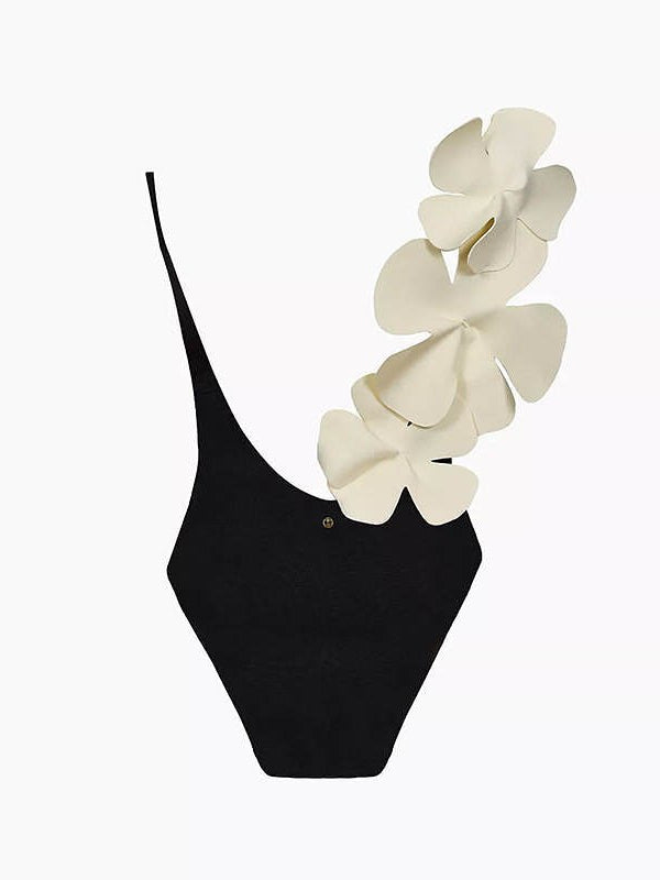 Applique Flower Patch Bikini Set with Skirt