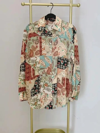 Vintage Print Satin Shirt
