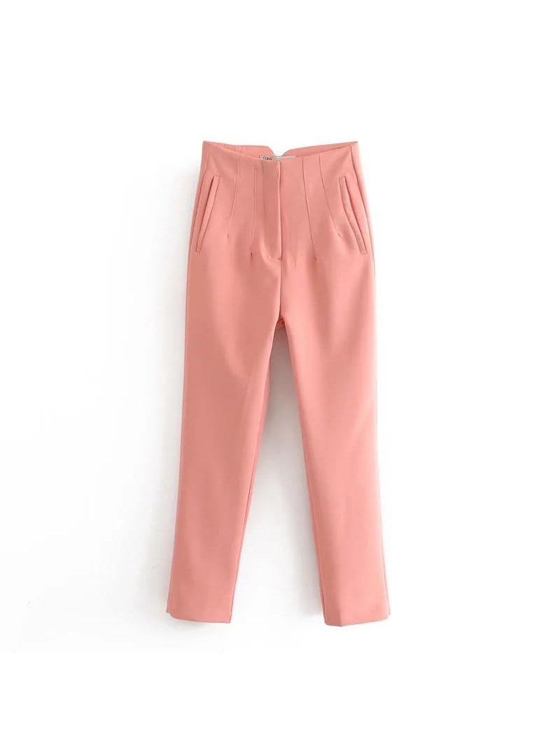 Pink High Waist Ankle Length Pants