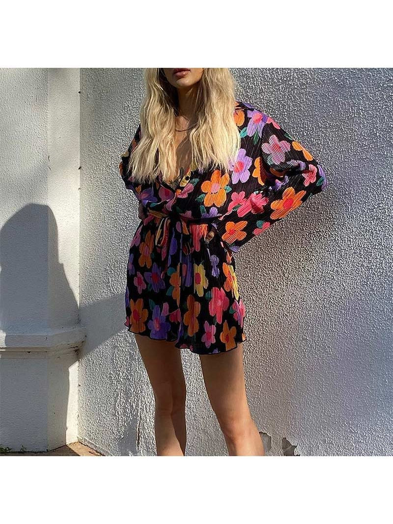 Floral Print Pleated Dress