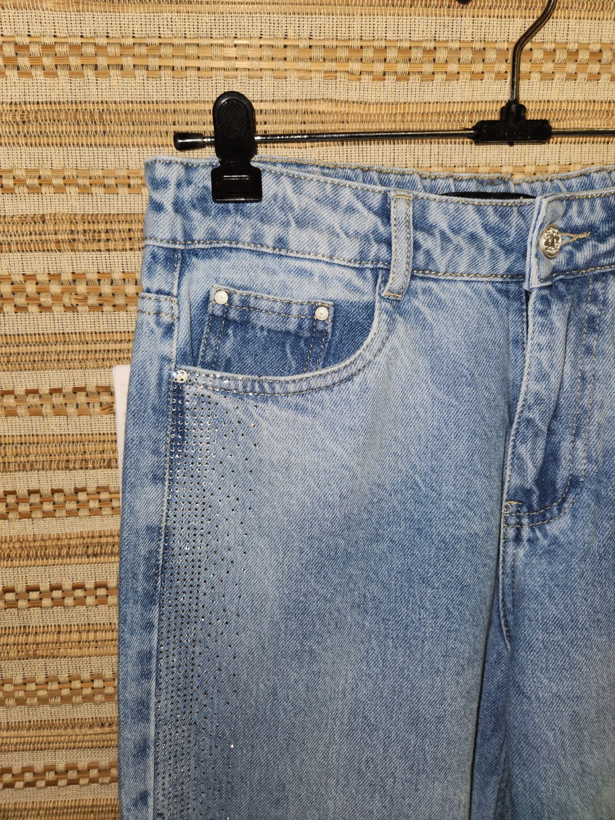 Blue High Waist Wide Leg Denim Pants