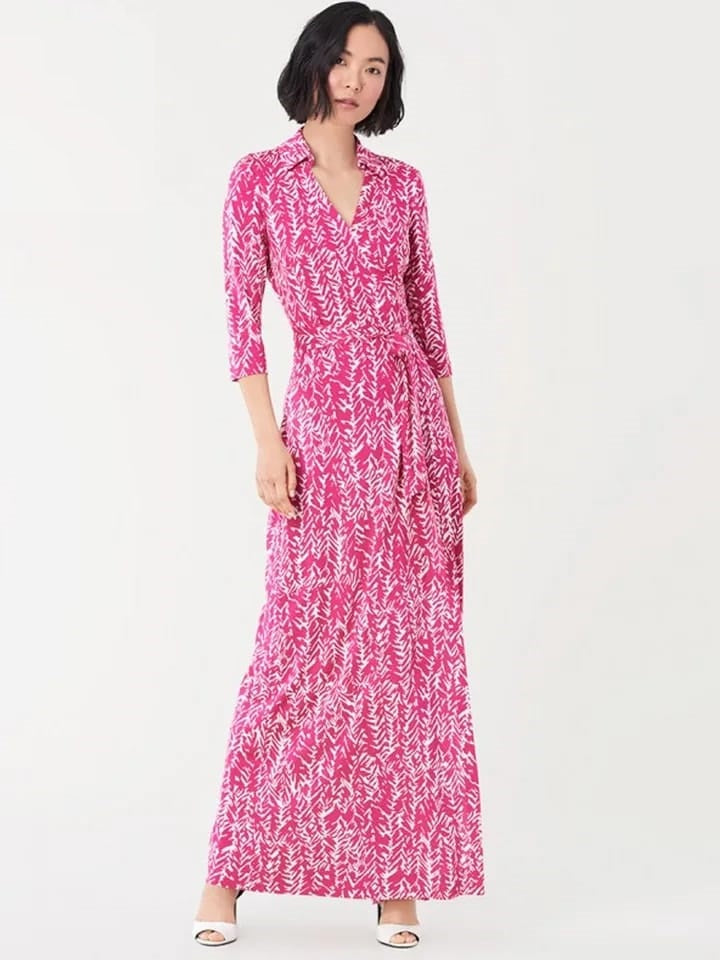 Pink Floral Print Midi Dress