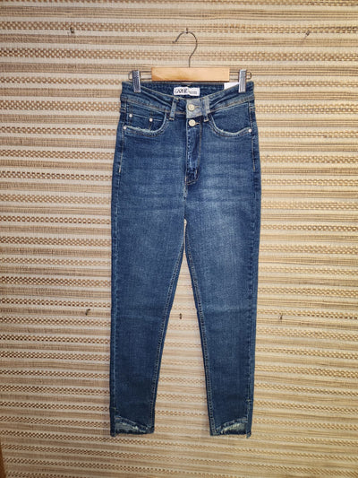 Blue Distressed High Waist Denim Pants