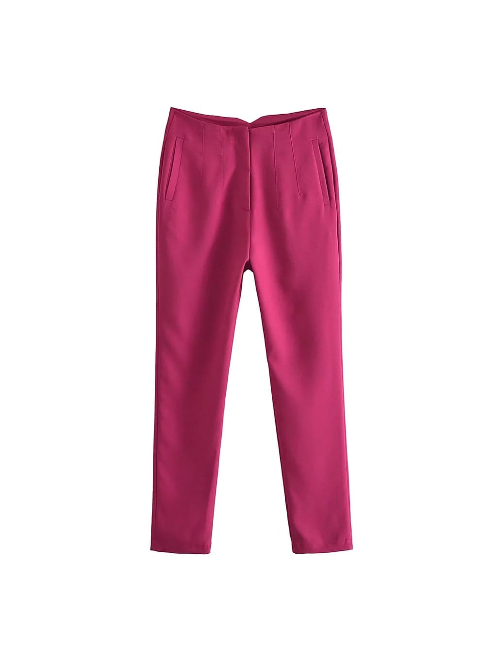 Burgundy High Waist Ankle Length Pants